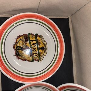 Vibrant Ceramic Bowl Set with Orange and Green Accents